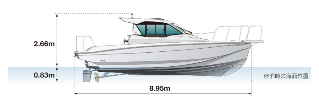 ヤンマー　プレジャーボート　EX28C　船体寸法